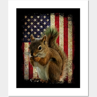 American Flag Squirrel Charm, Urban Wildlife Couture Tee Delight Posters and Art